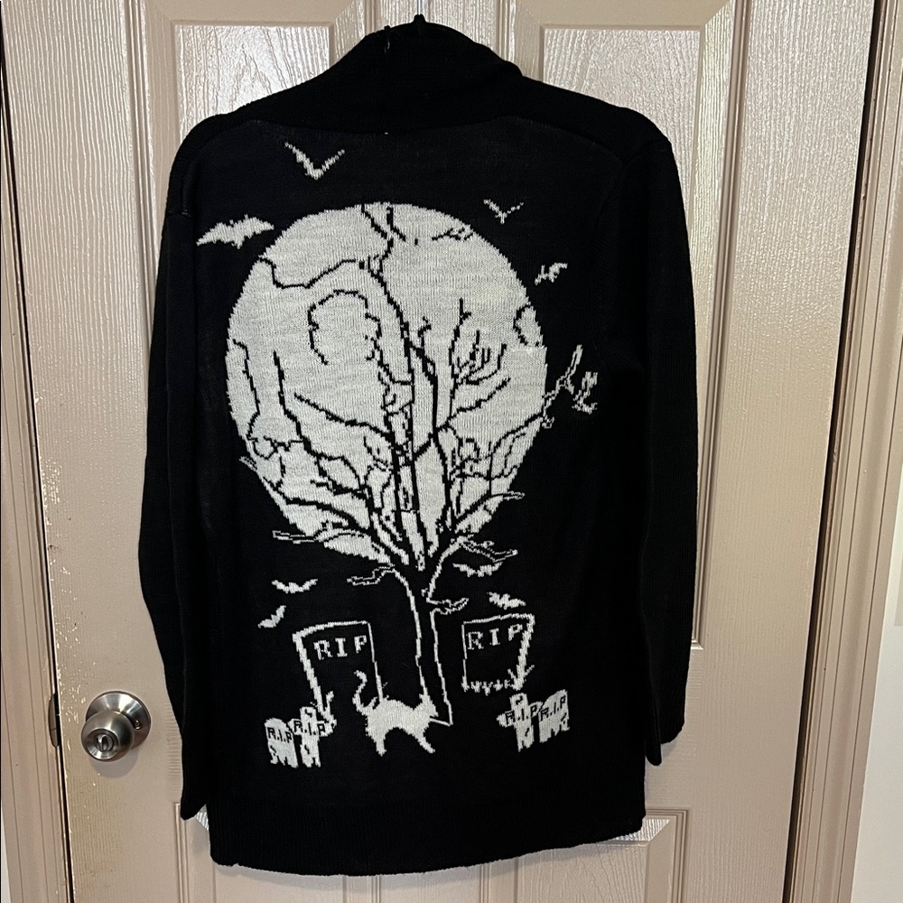 Too Fast Black and White Halloween Cardigan